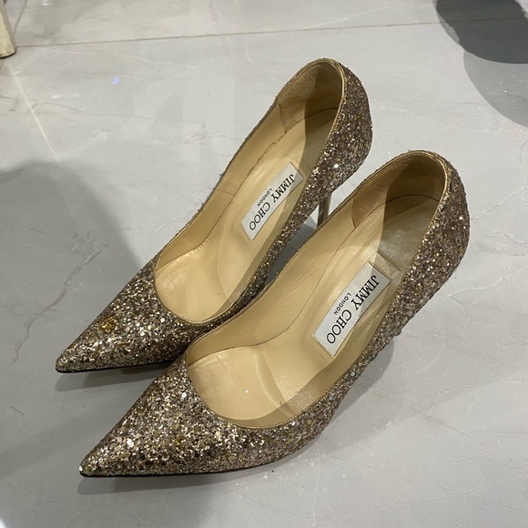 Jimmy Choo Glitter Pumps - Gold - Picture 1 of 5